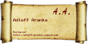 Adleff Aranka névjegykártya